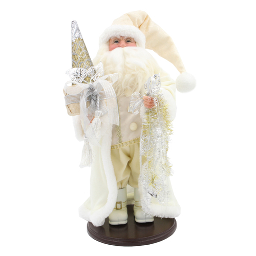  Santa Ornament Traditional Golden White 48cm