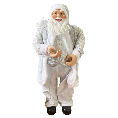 Santa in Sequin Jacket Christmas Ornament 120cm - White