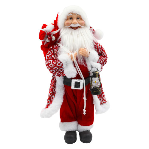 Santa With Lantern Christmas Ornament 45cm Red & White