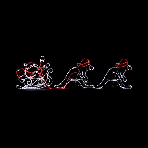  2.73m Kangaroos with Sleigh Rope Light Motif Led