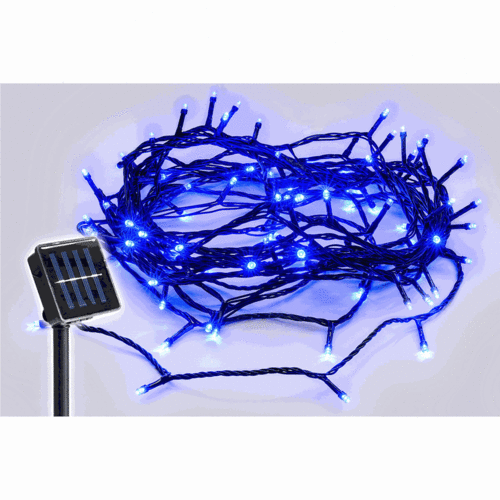 SOLAR BLUE 100 Led Christmas Fairy Lights 4.9m