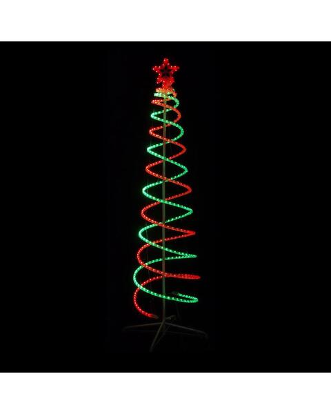 210cm LED Christmas Double Spiral Cone Tree Red & Green
