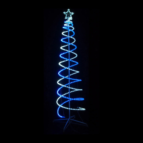 210cm LED Christmas Double Spiral Cone Tree White & Blue