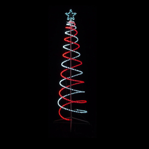 210cm LED Christmas Double Spiral Cone Tree White & Red