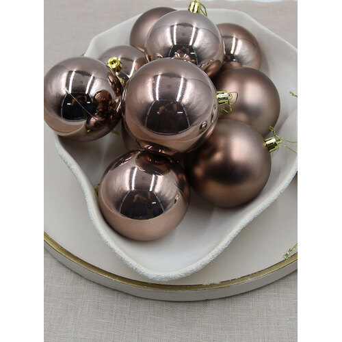 80mm Christmas Baubles Light Brown 45 Balls