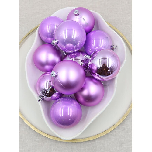 80mm Christmas Baubles Light Purple 45 Balls Gloss Pearl Matt