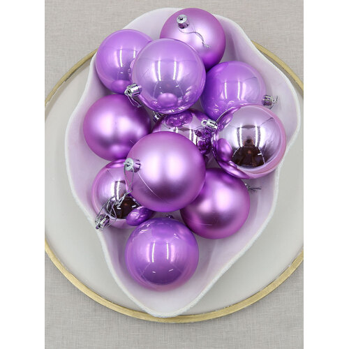 80mm Christmas Baubles Lilac 45 Balls Gloss Pearl Matt