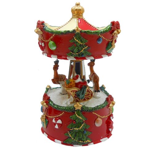 Christmas Musical Carousel With Iron Base 13cm