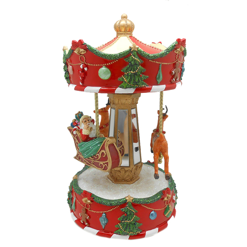 Christmas Music Carousel Santa Sleigh and Reindeer