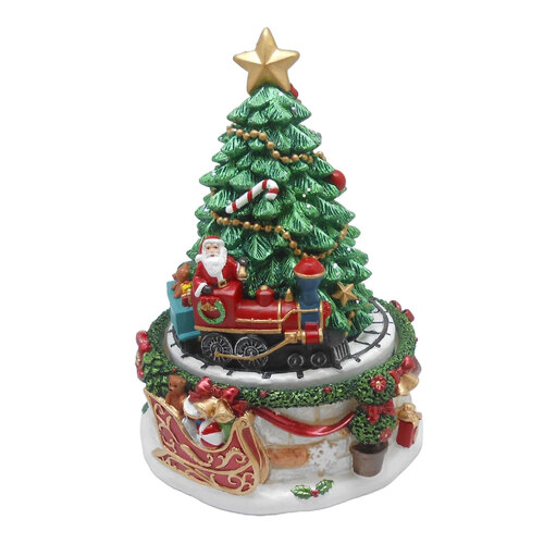 Santa with Christmas Tree & Train 15cm