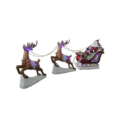 LED Musical Santa Sleigh And Reindeer 300cm