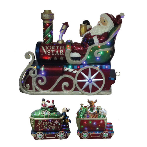Large Santa and his Train - with 2 Carriages 3000mm Long