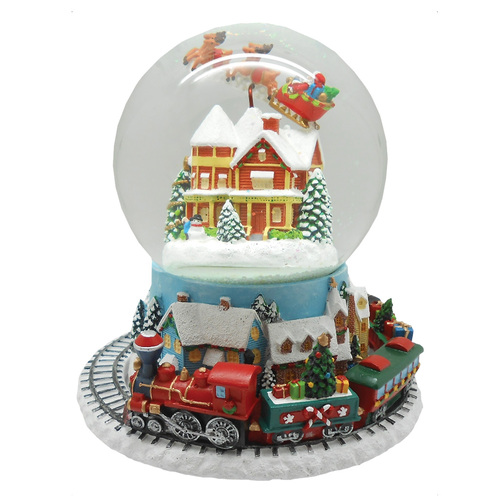 House and Train Musical Snow Globe 16.5cm