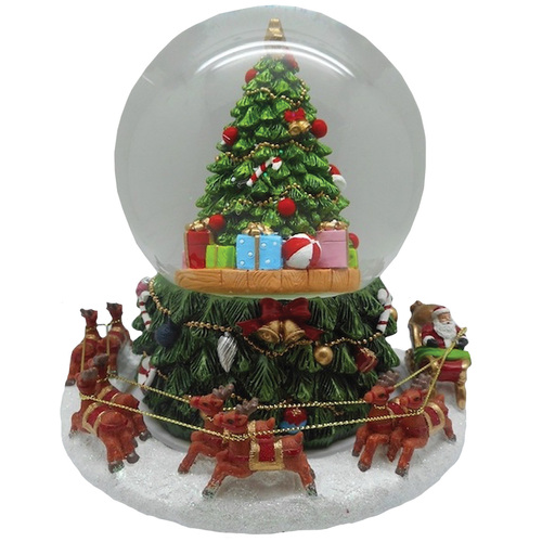 Christmas Tree and Santa Snow Globe Revolving 12cm