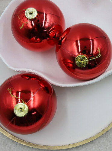 RED  120mm  Christmas Baubles  -  Gloss