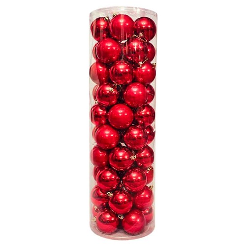 RED  60mm  Christmas Baubles  - Gloss Pearl 45 Pack