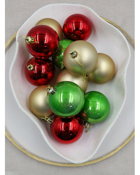 RED GOLD & GREEN 70mm 45 Christmas Baubles Gloss Pearl Matt