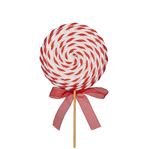 19cm White and Red Lollypop Pick  2 Pack