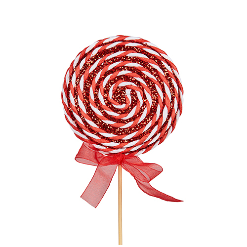 19cmH Red and White Lollypop Pick 2 Pack