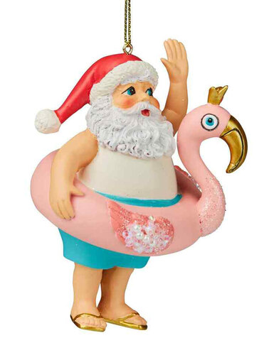 11cm Santa in Floatie Hanging Christmas Decoration