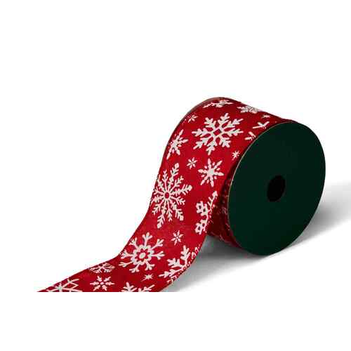 910cm Red Christmas Ribbon Roll with Snowflake Pattern