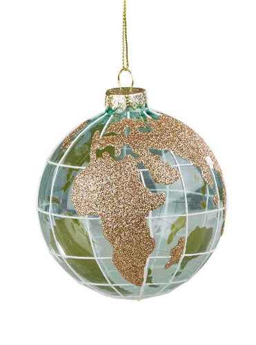 10cm World Globe GOLD Christmas Bauble