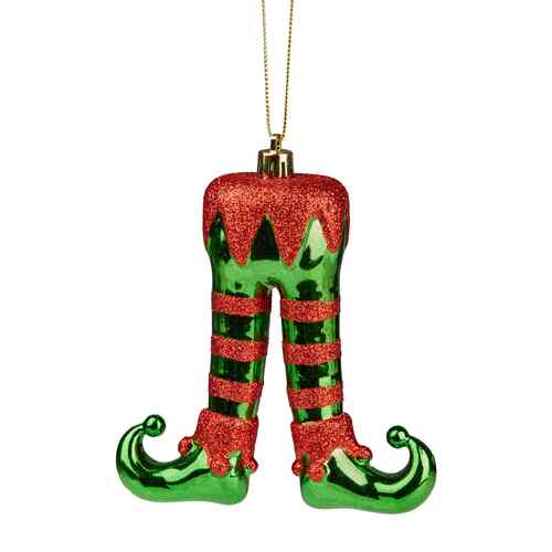 12cm Red & Green Elf Leg Hanging Christmas Decoration 2 Pack