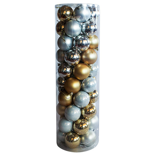 Christmas Baubles 60mm SILVER GOLD 45 Balls