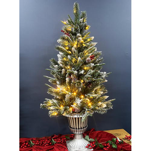 Snowy Mountains Potted Pine 4ft /120cm Pre Lit  100 LED