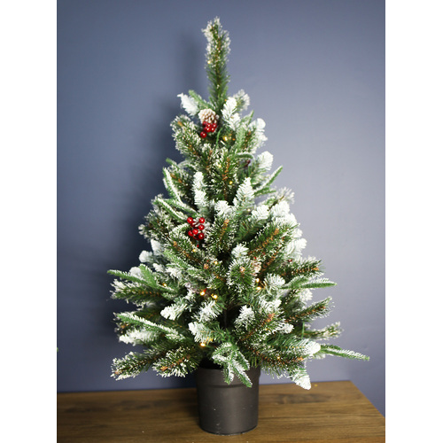 Snowy Mountains Potted Pine 3f t/90cm Pre Lit 40 LED