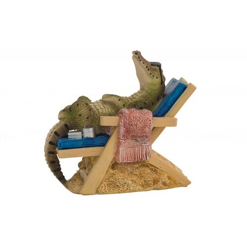 14cm Aussie Figurine Crocodile on Deck Chair