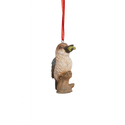 70mm Kookaburra with Worm Hanging Decoration