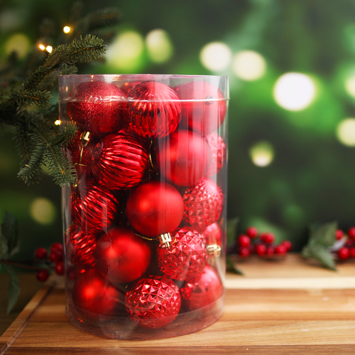 Traditional Red 34pc Bauble Pack 
