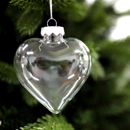 DIY CLEAR HEART SHAPED Christmas Baubles 6 Pack