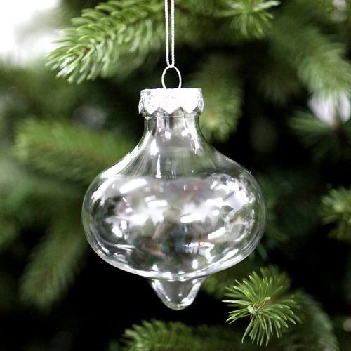 DIY CLEAR ONION SHAPED Christmas Baubles 6 Pack