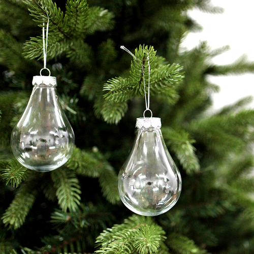 DIY CLEAR BULB SHAPED Christmas Baubles 6 Pack