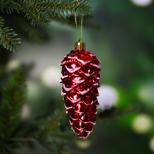 Christmas Pinecone Bauble 3 Pack Red