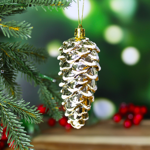 Christmas Tree Pinecone Bauble 3 Pack Gold