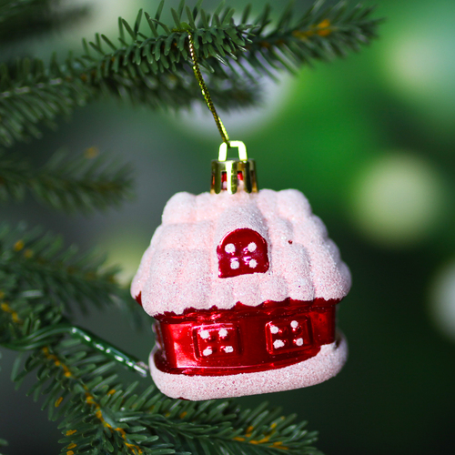 Christmas Tree Bauble House 3 Pack RED