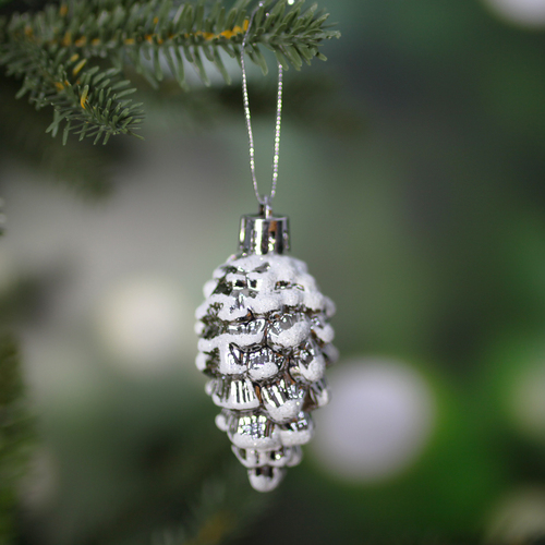 Christmas Tree Pinecone Bauble 5 Pack Silver