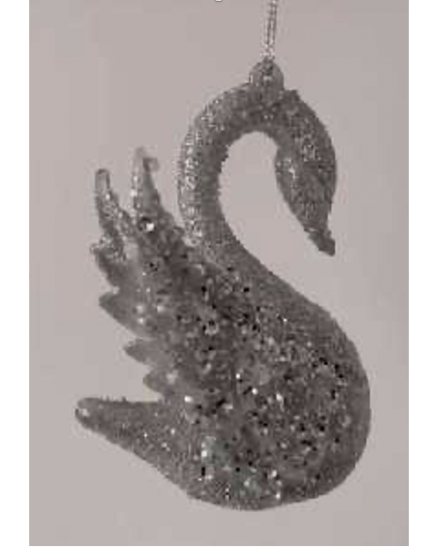10cm Hanging Silver Glitter Swan Christmas Decoration