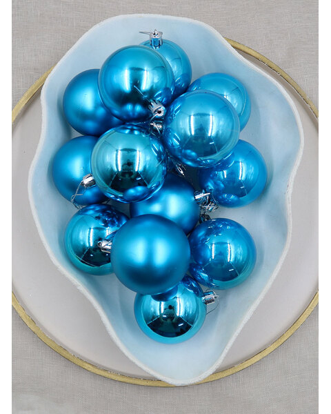 Sky Blue Christmas Baubles 70mm