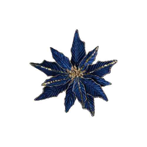 230mm Dark Blue Poinsettia Christmas Flower Clip On