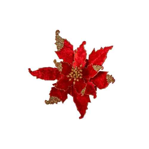 230mm RED Traditional Poinsettia Christmas Flower Clip On