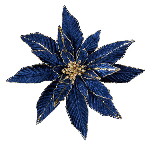 66cmL Dark Blue Poinsettia Stem