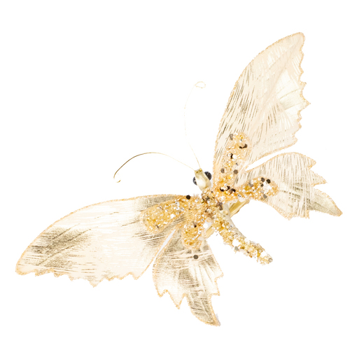 Diamond Butterfly Clip Metalic Light Gold 17.5CM