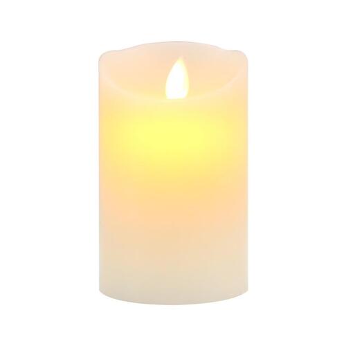 IVORY LED Wax Pillar Candle 12.5cm