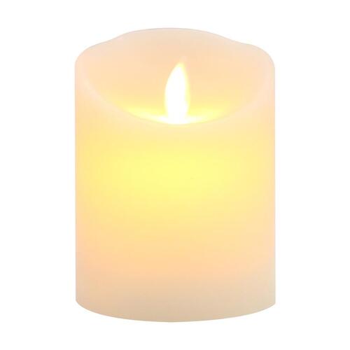 IVORY LED Wax Pillar Candle 10cm