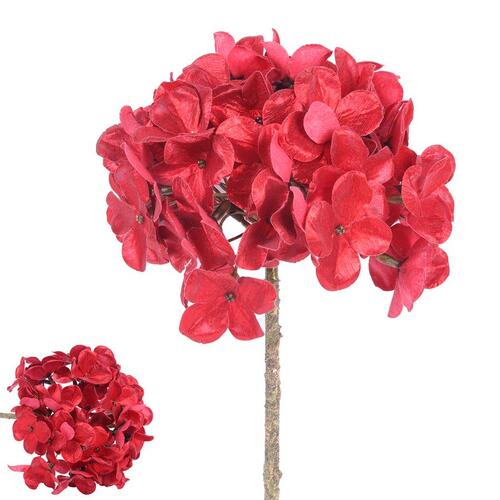Red Hydrangea Flower Pick 50cm