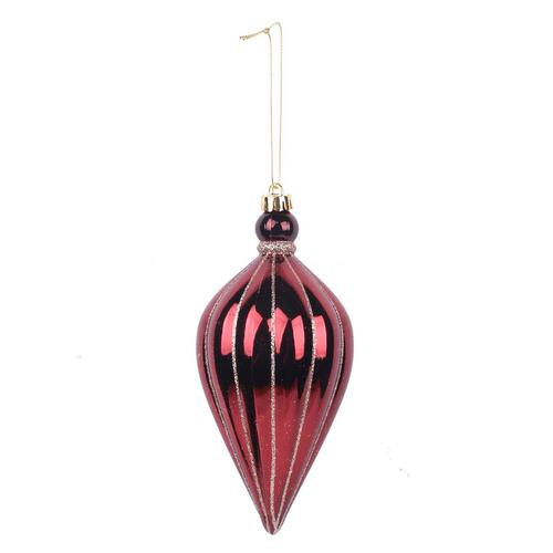 Burgundy With Rose Gold Glitter Final Bauble 150mm